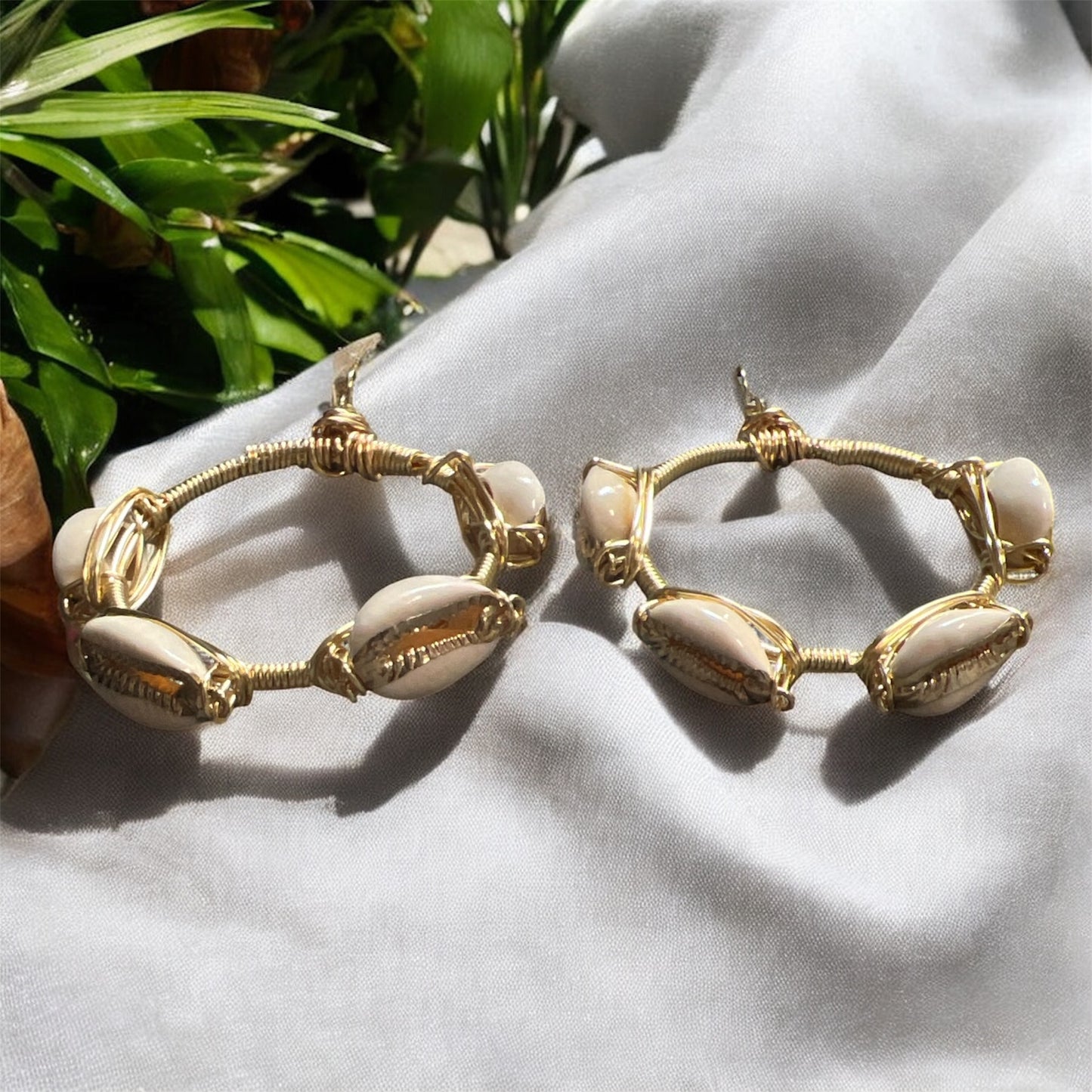 Gold Puka Shell Hoops