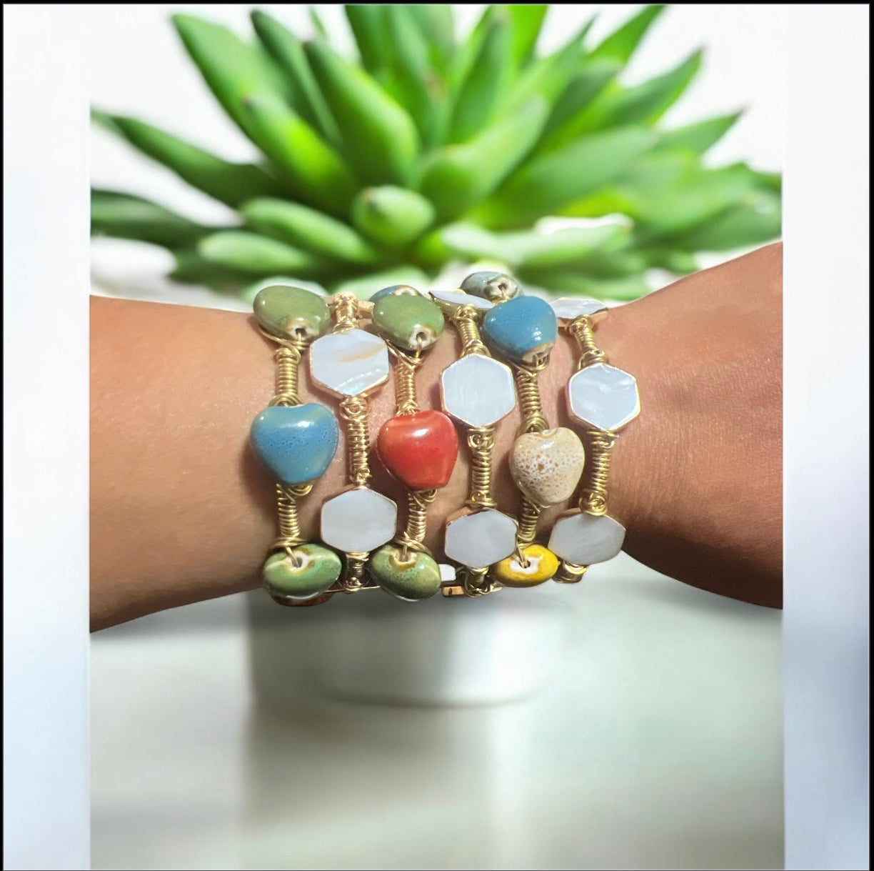 Hexagon Shell Bangles