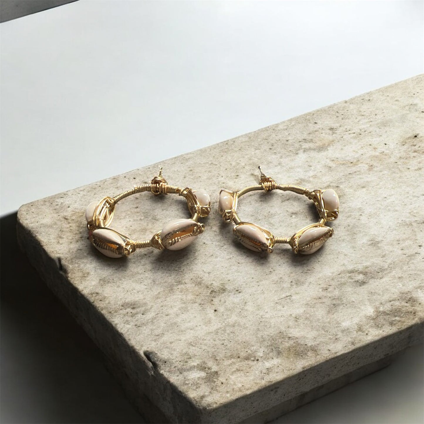 Gold Puka Shell Hoops
