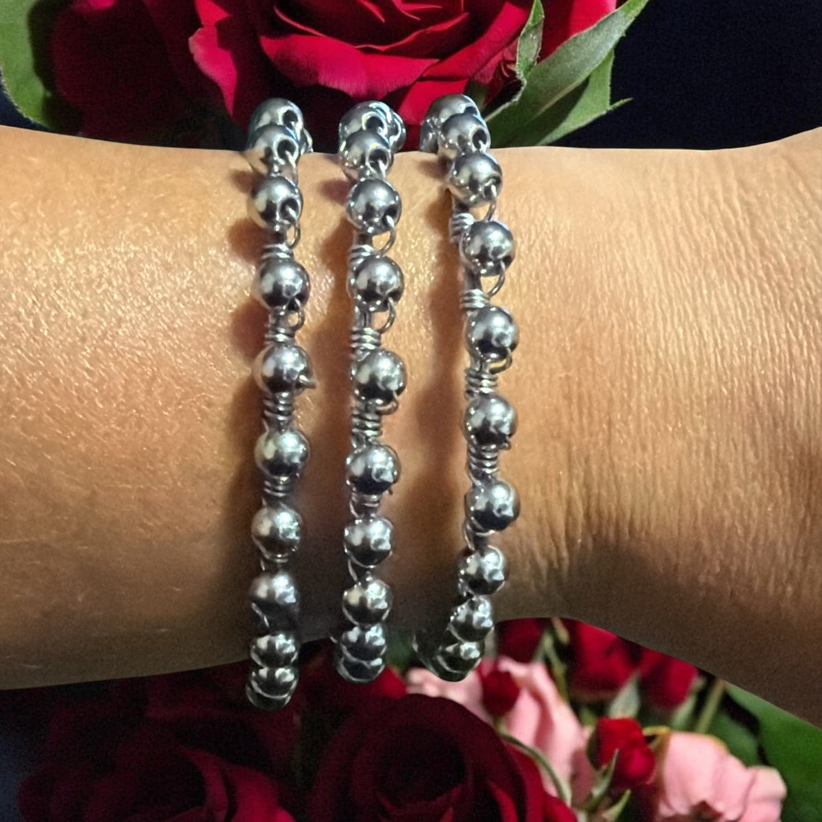 Stainless Steel Beaded Bangle