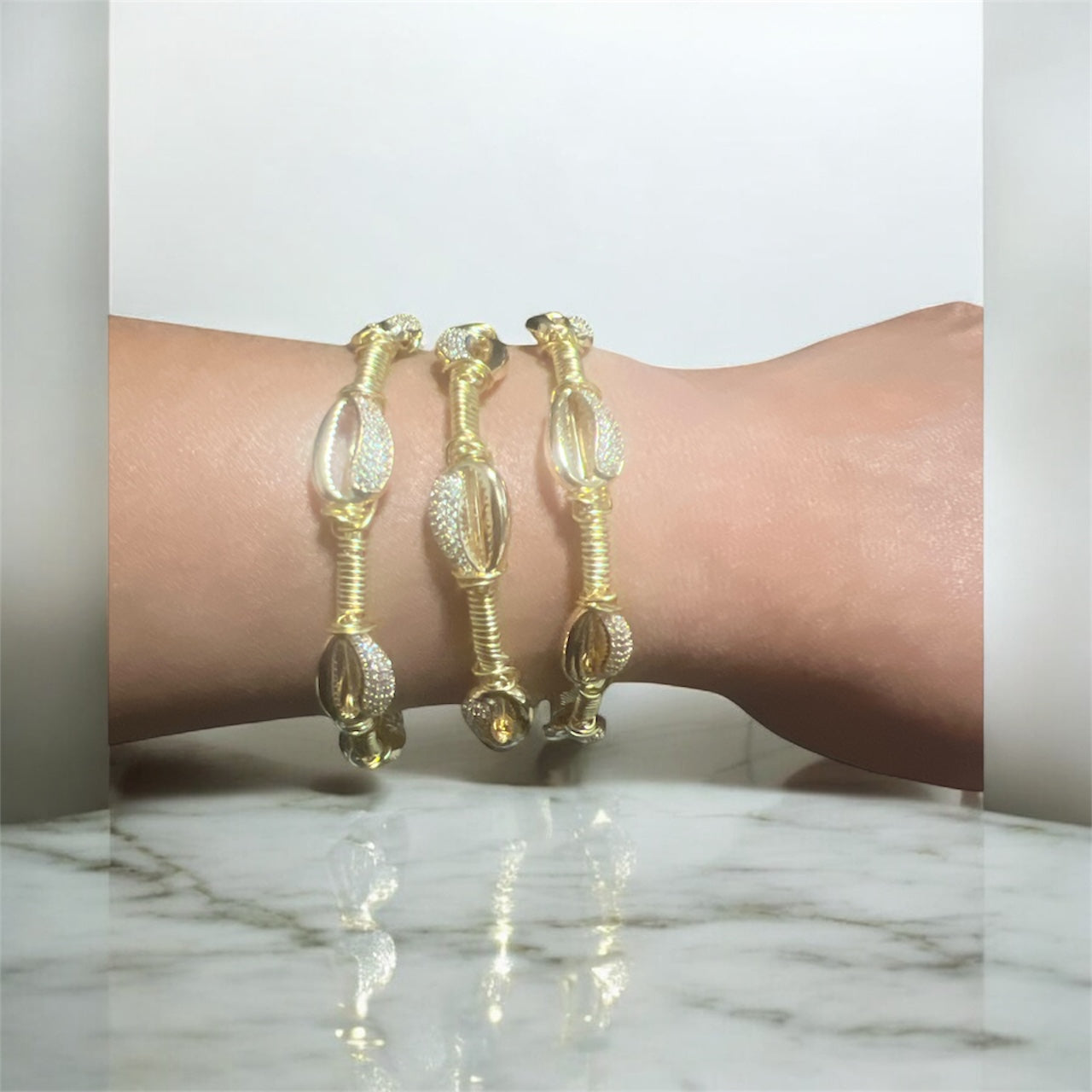 Gold Cowrie Shell Bangle