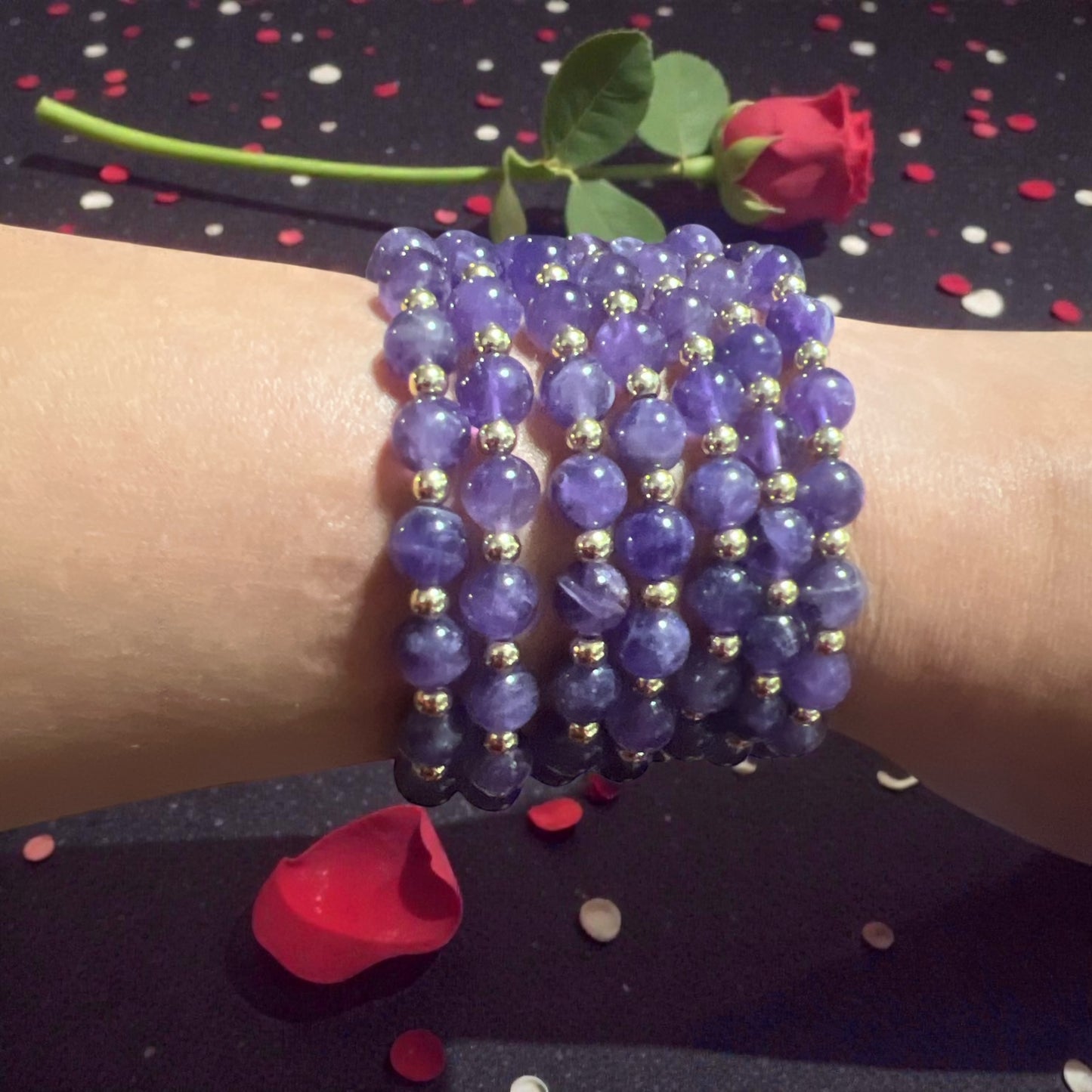 Amethyst Gold Beaded Bracelet