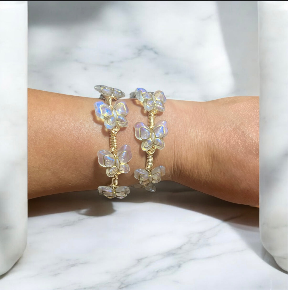 Florescent Gold Butterfly Bangle