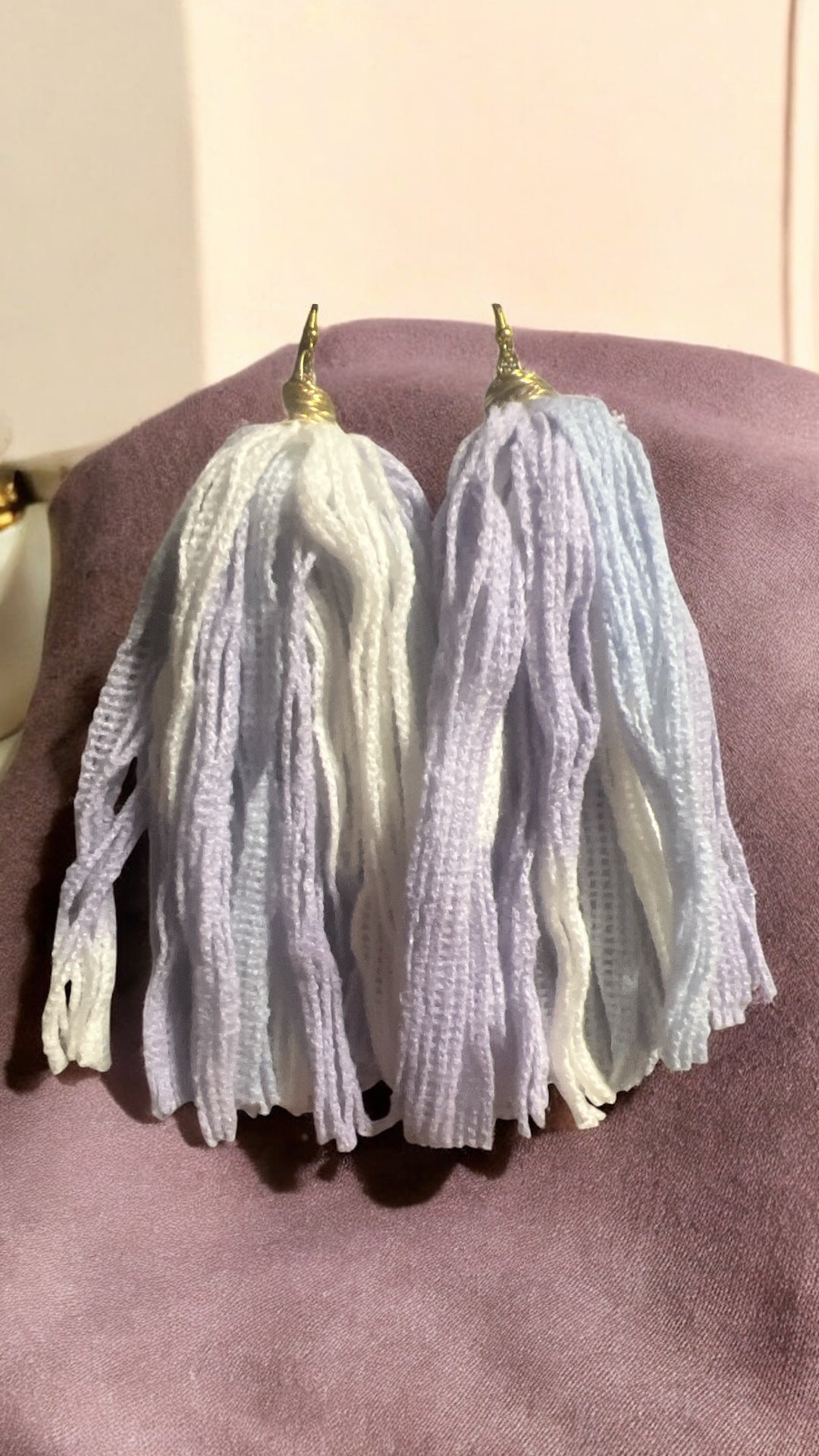 Periwinkle Ruffle Tassel Earrings