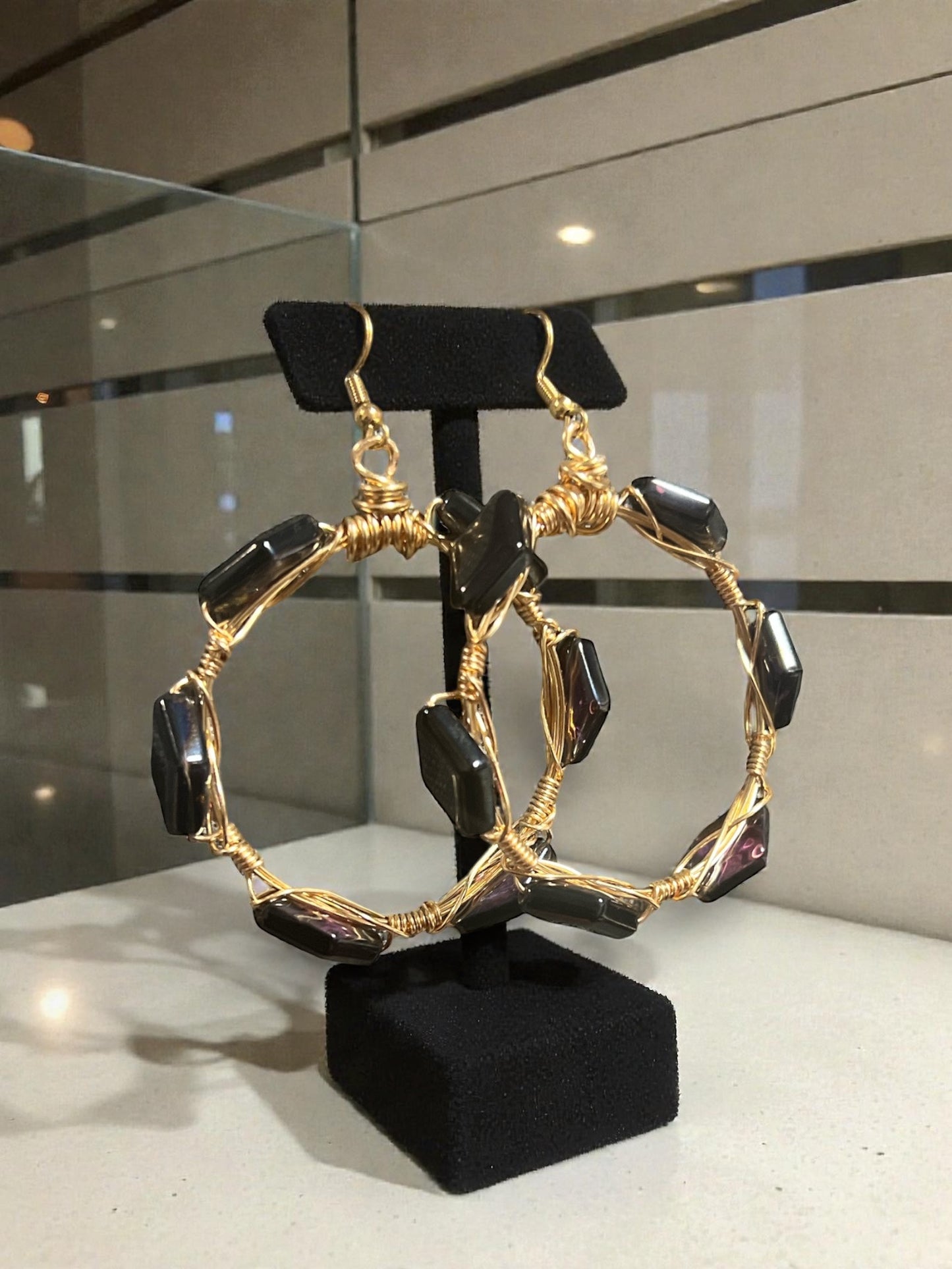 Purple Diamond Cut Hoops