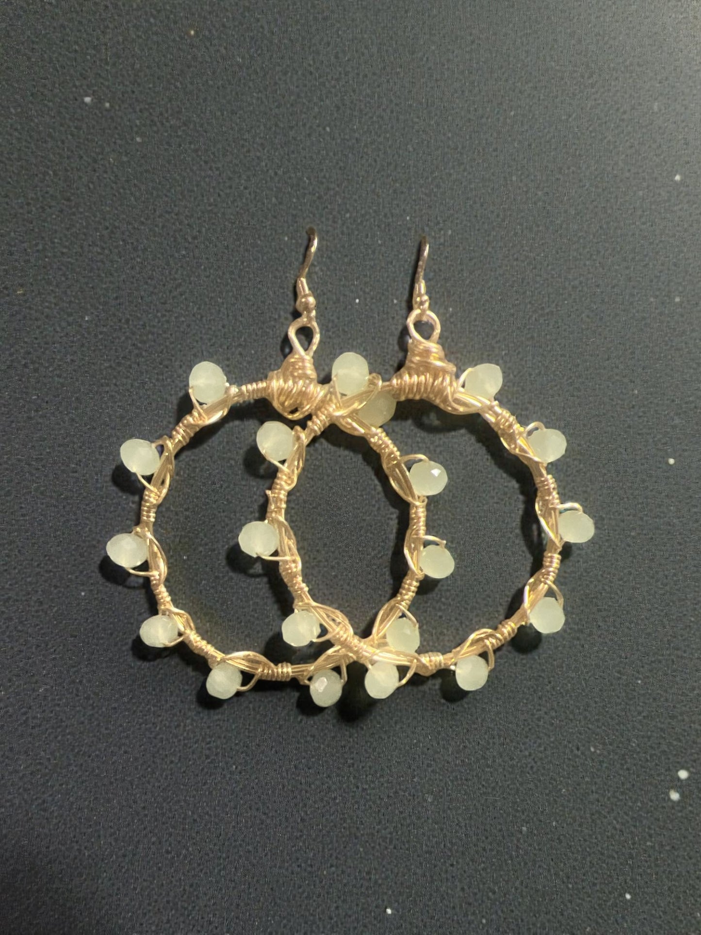 Light Green Crystal Hoops