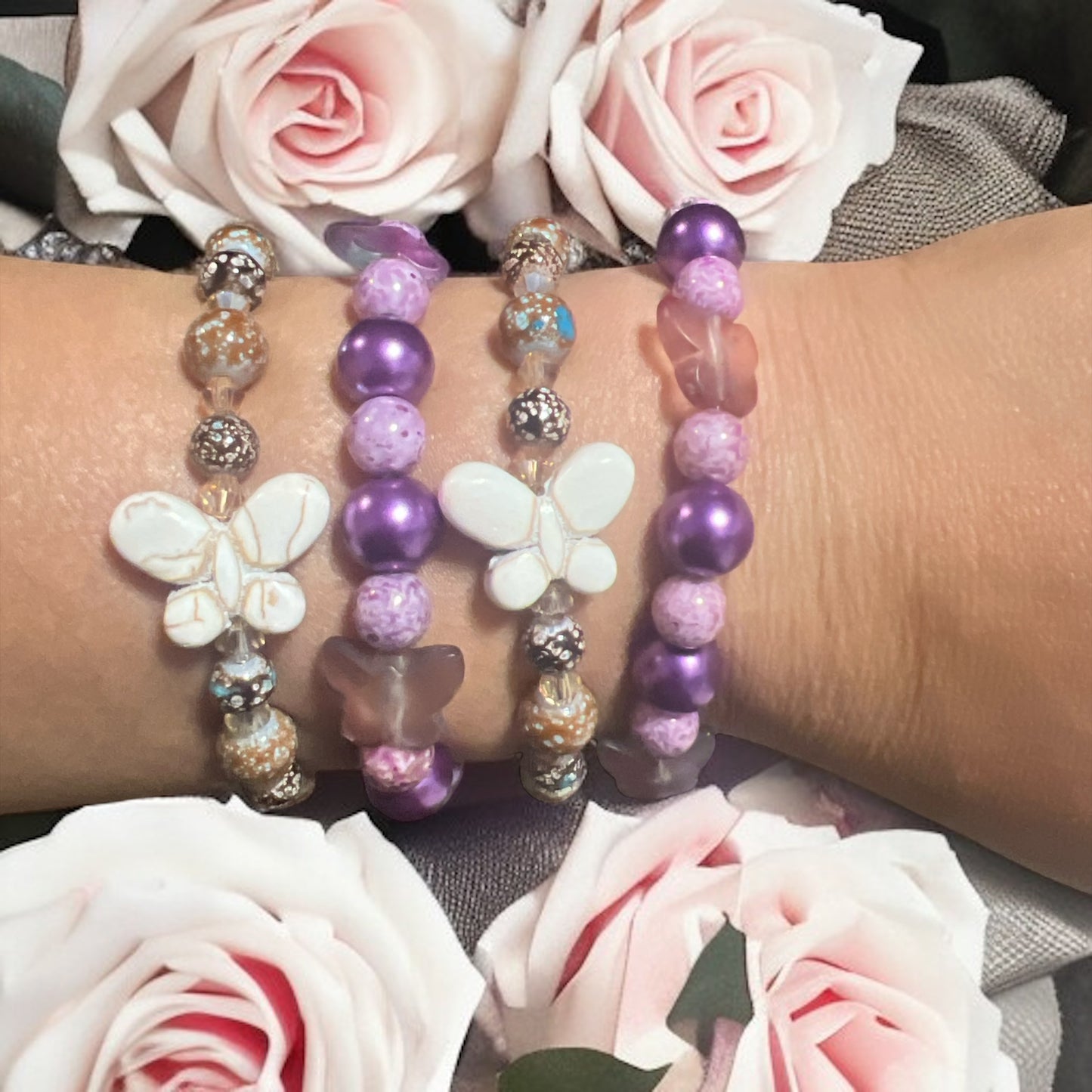 Purple Butterfly Stretch Bracelet