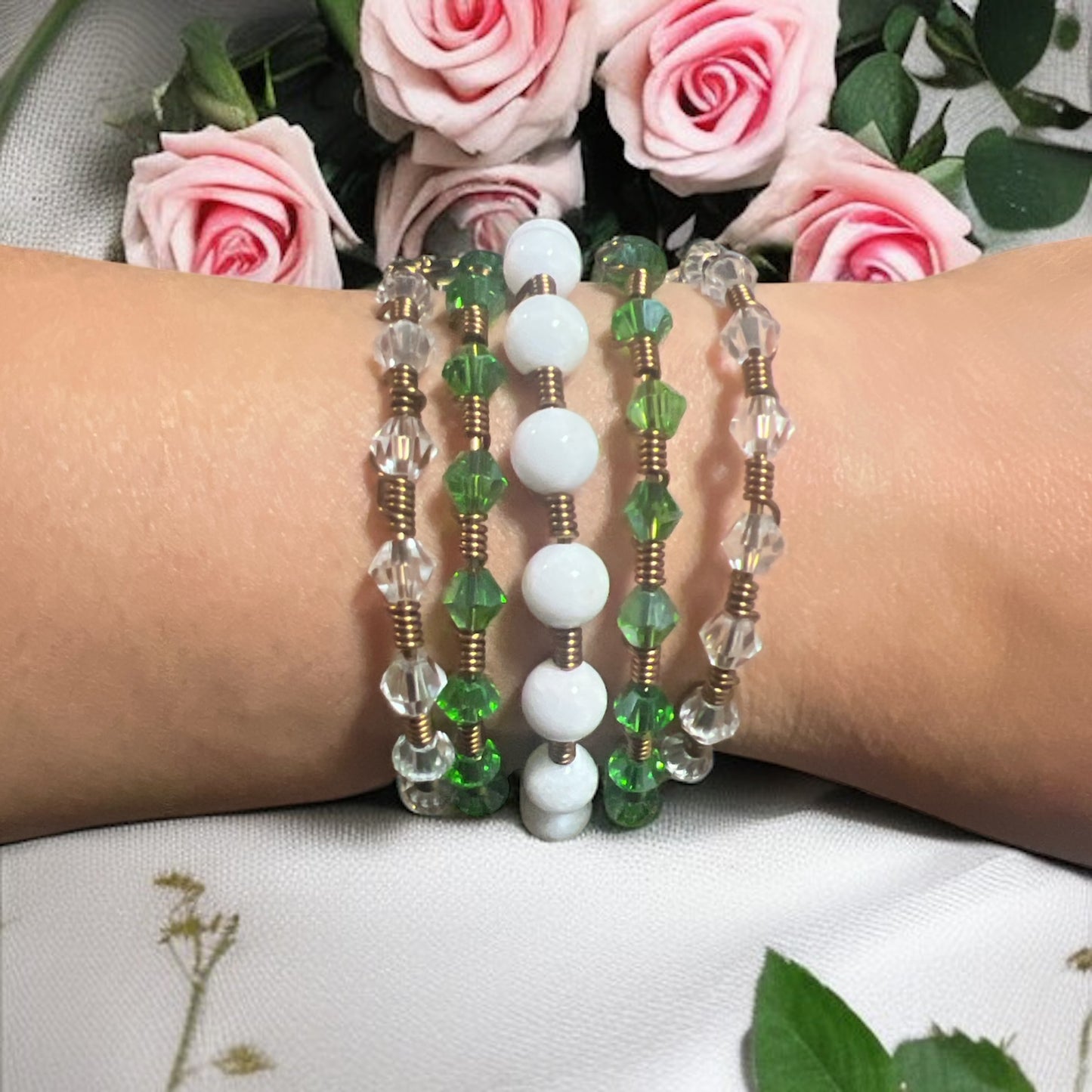 Bronze Green Crystal Bangle