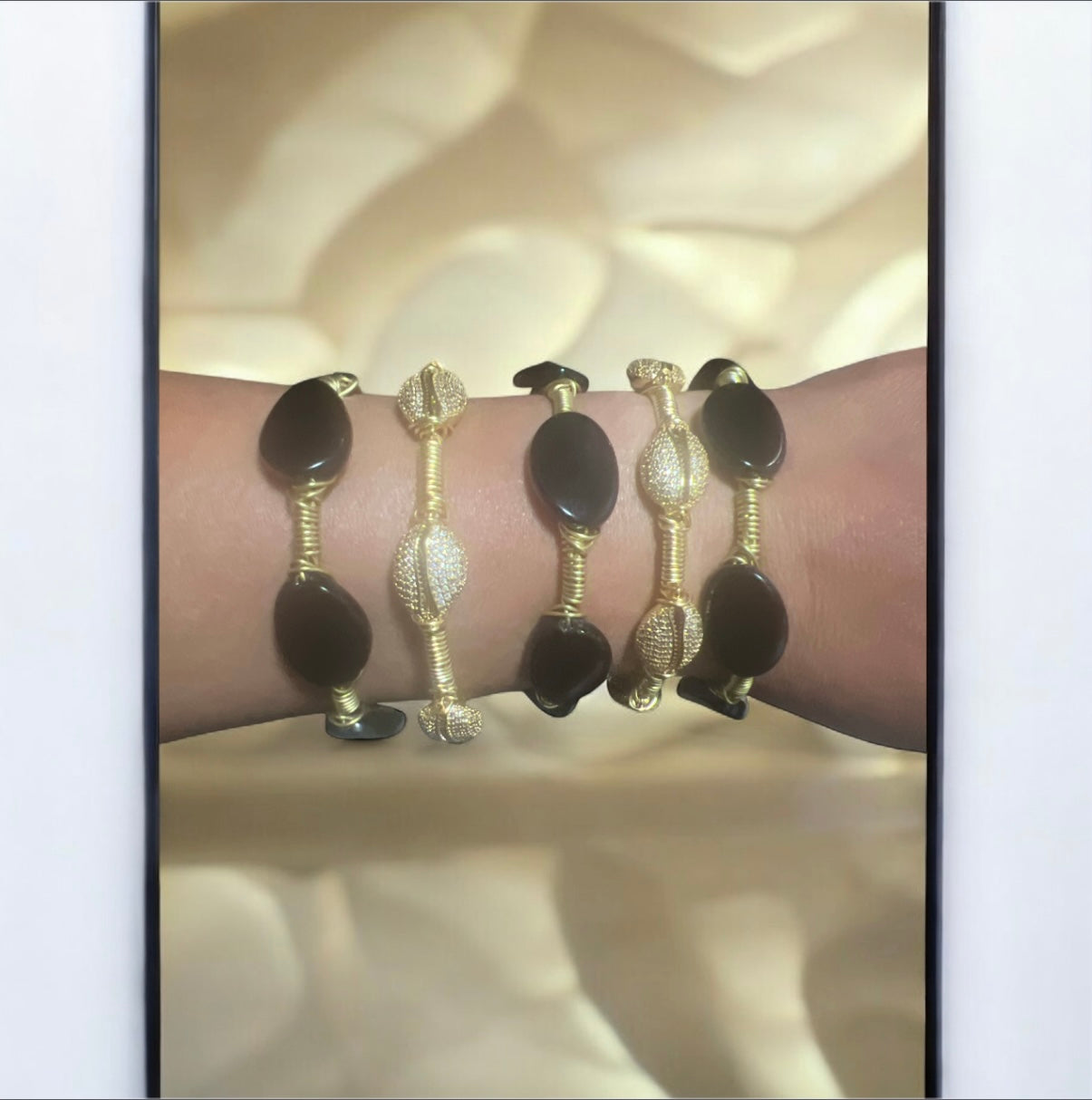 Twisted Black Oval Bangle