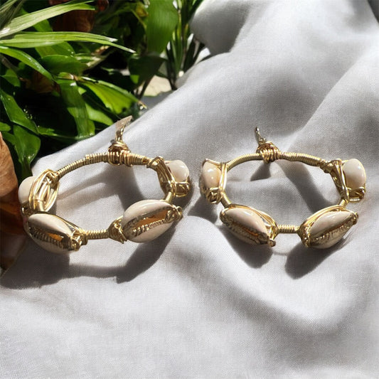 Gold Puka Shell Hoops