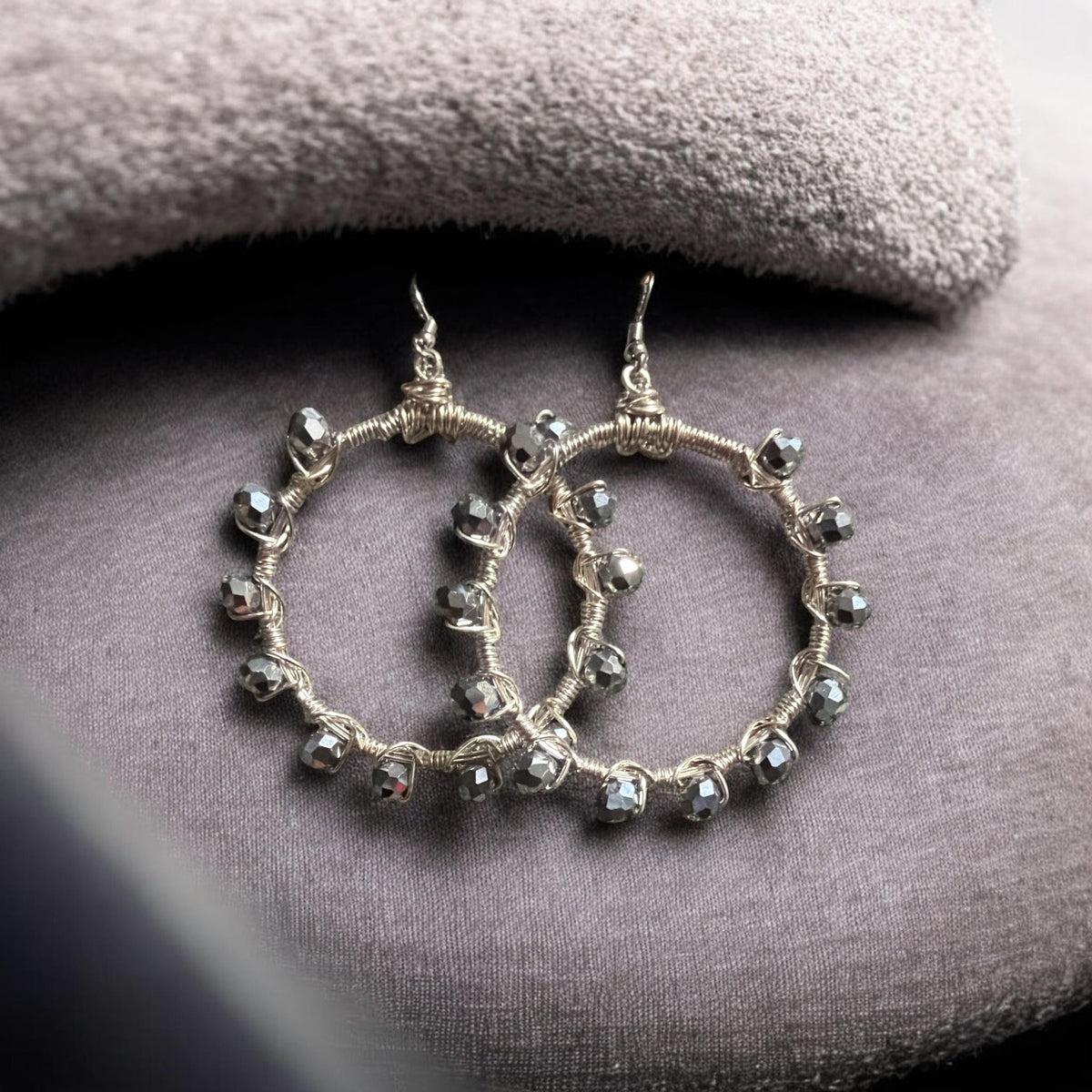 Silver Crystal Hoop Earrings
