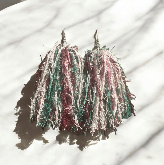 Multi Color Scrubby Tassel Earrings