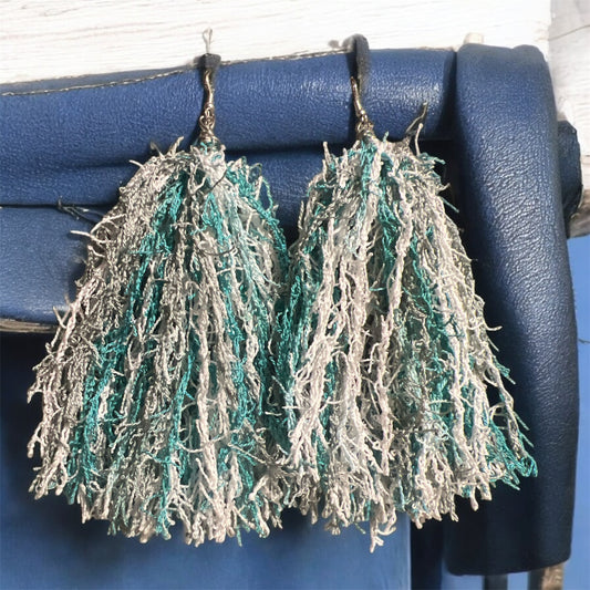 Multi Colored Turquoise Scrubby Tassel Earrings