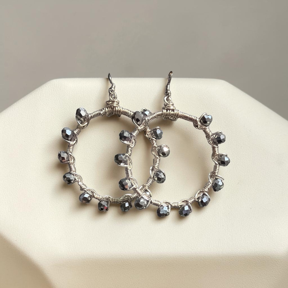 Silver Crystal Hoop Earrings