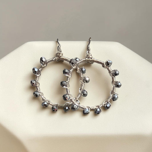 Silver Crystal Hoop Earrings