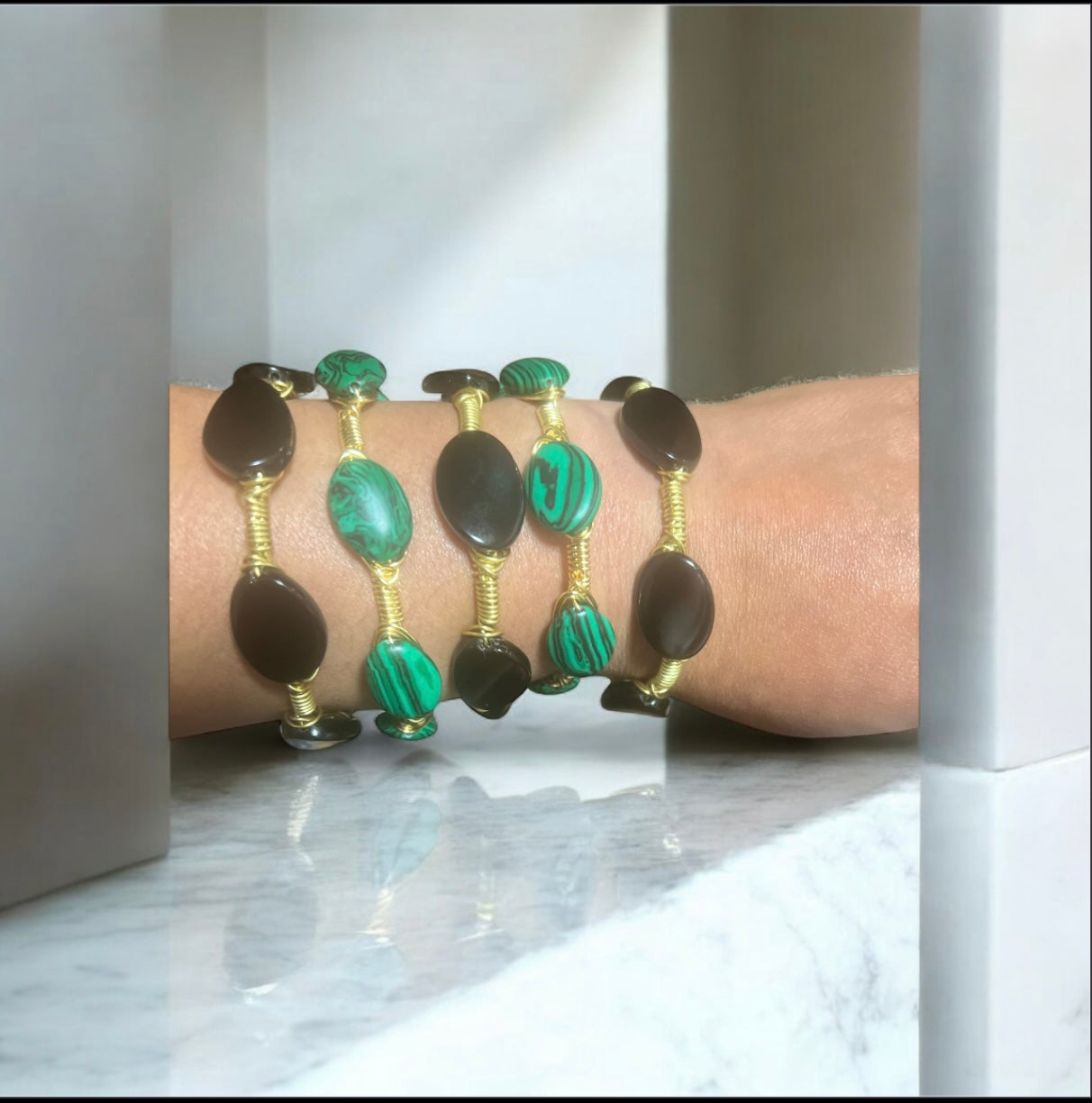 Twisted Black Oval Bangle