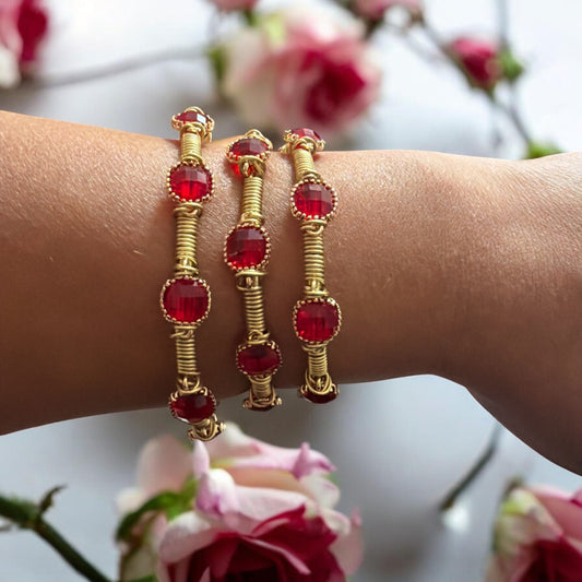 Ruby Red Rhinestone Crystal Bangle (July 2026 Collection)
