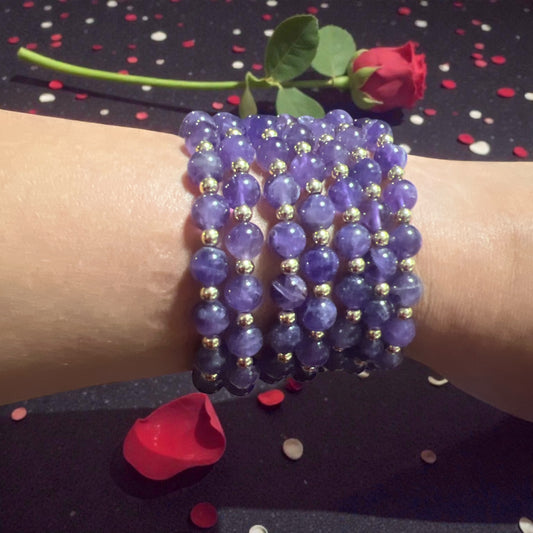 Amethyst Gold Beaded Bracelet