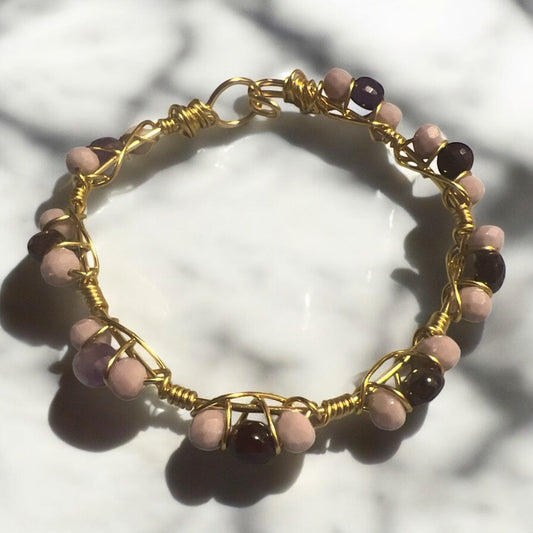 Amethyst Beaded Bangle