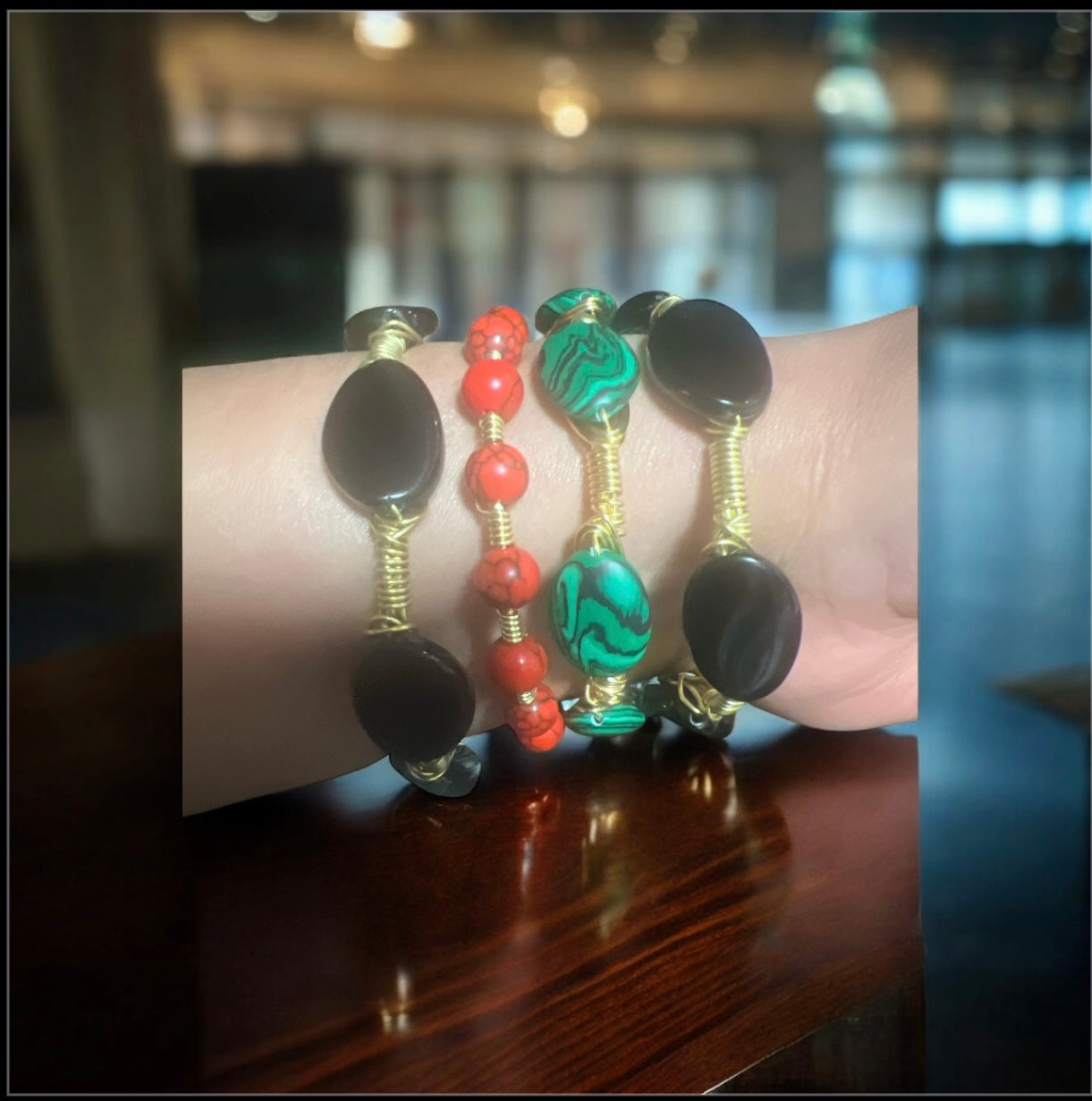 Twisted Black Oval Bangle