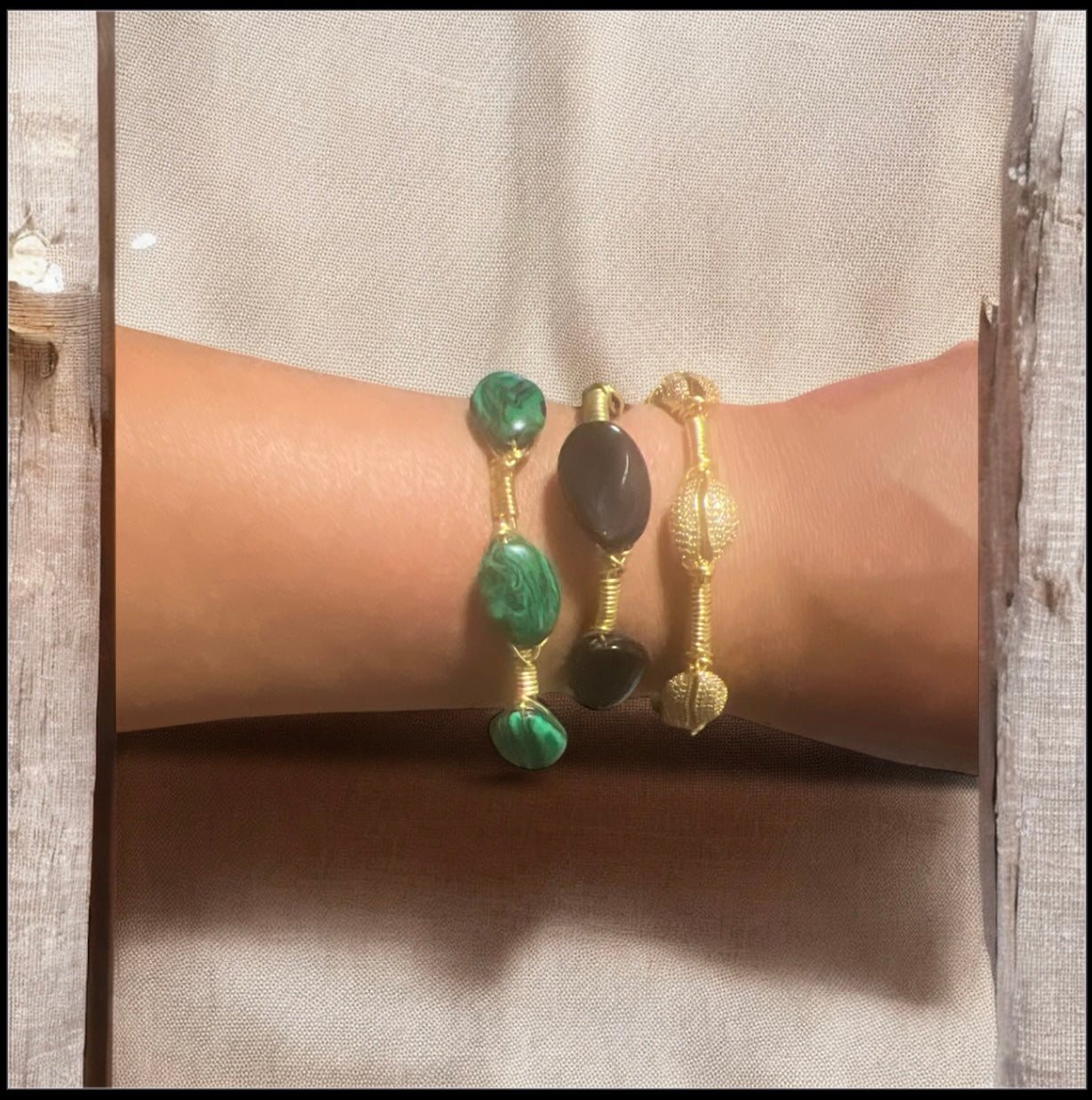 Twisted Black Oval Bangle