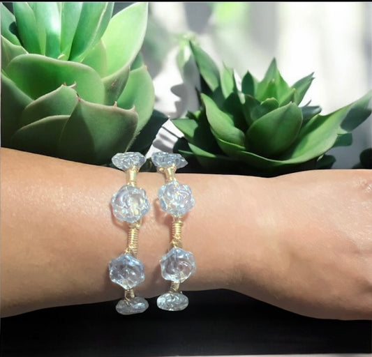 Clear Glass Rose Bangle