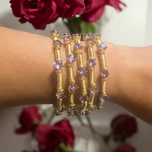 Amethyst Rhinestone Crystal Bangle