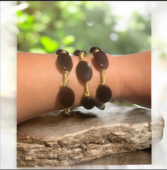 Twisted Black Oval Bangle