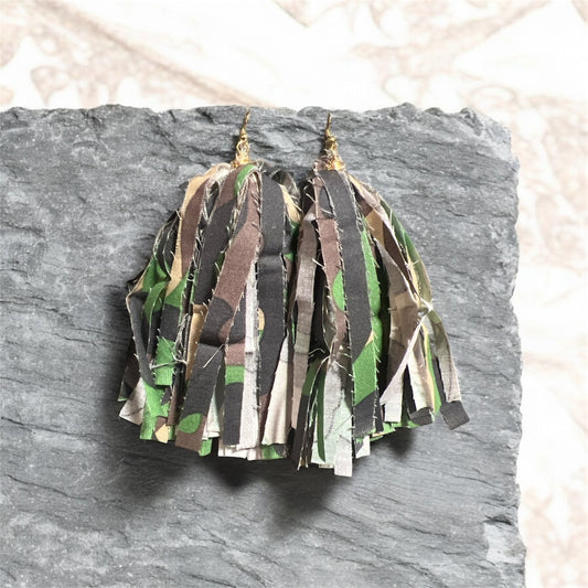 Camo Tassel Earrings