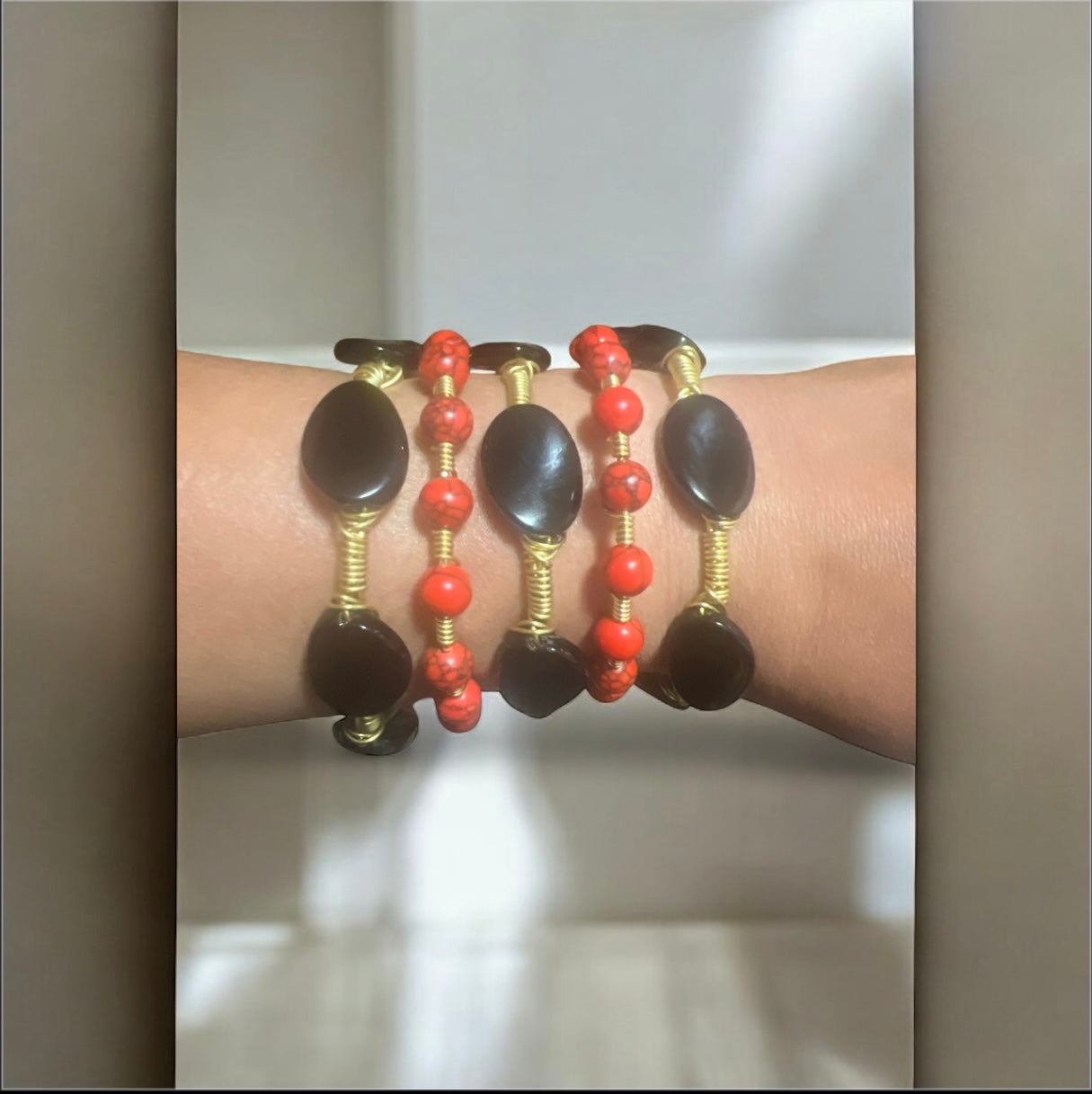 Twisted Black Oval Bangle