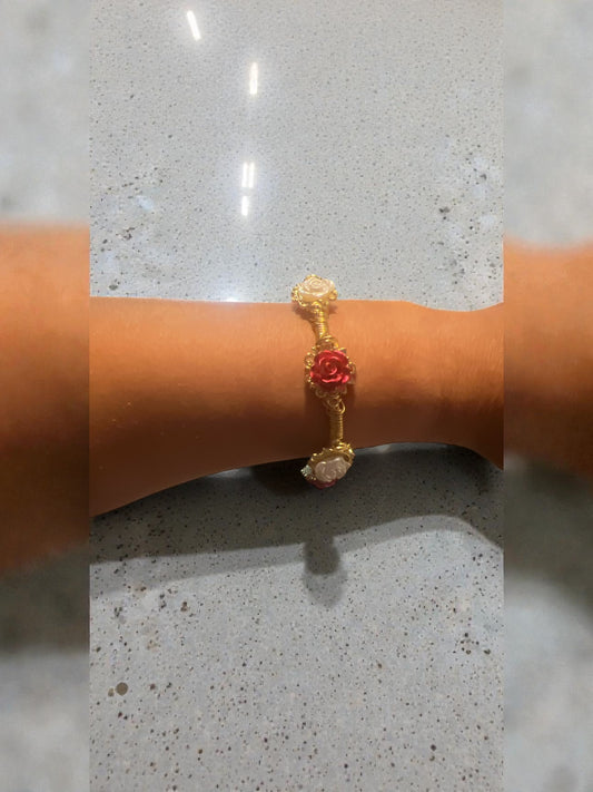Red and White Rose Bangle