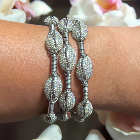 CZ Silver Cowrie Shell Bangle