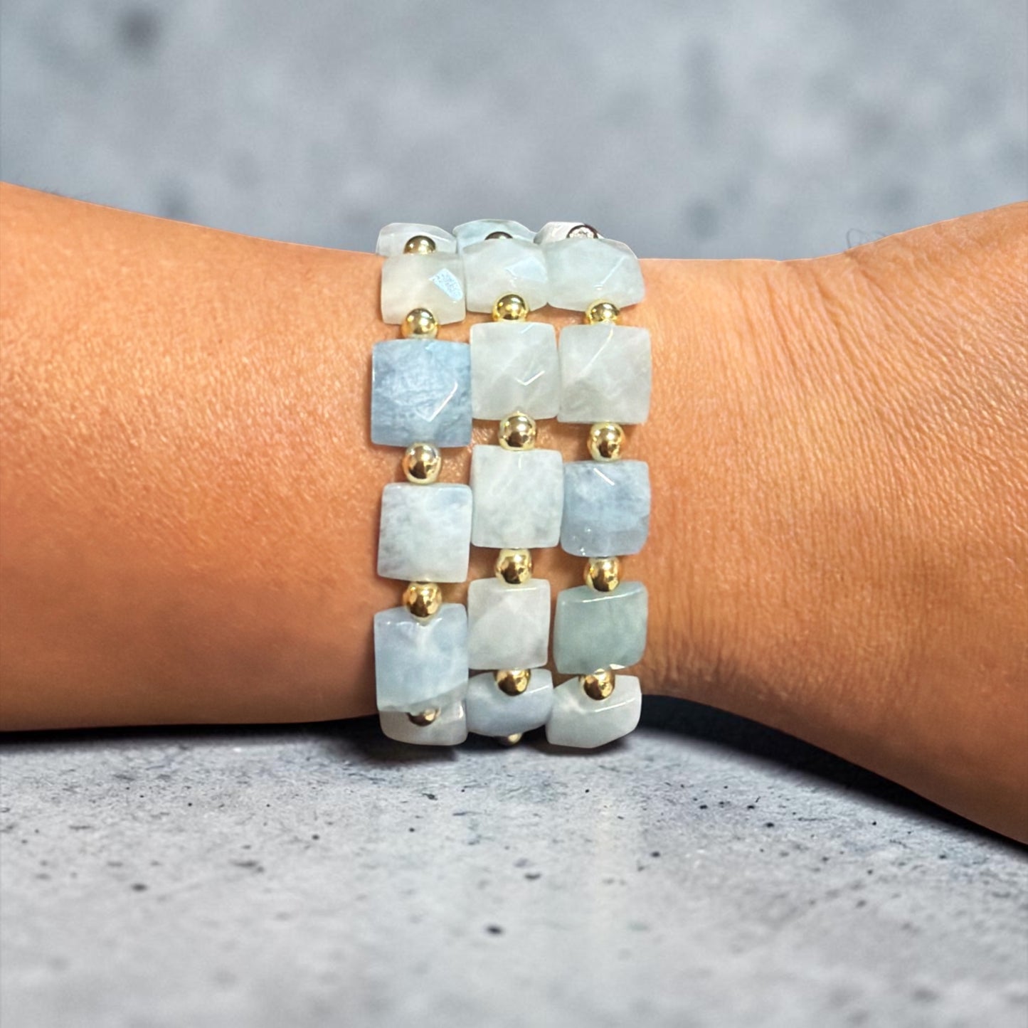 Aquamarine Faceted Square Bracelet