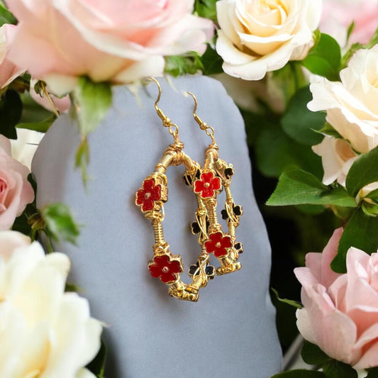 Red Four Leaf Clover Earrings