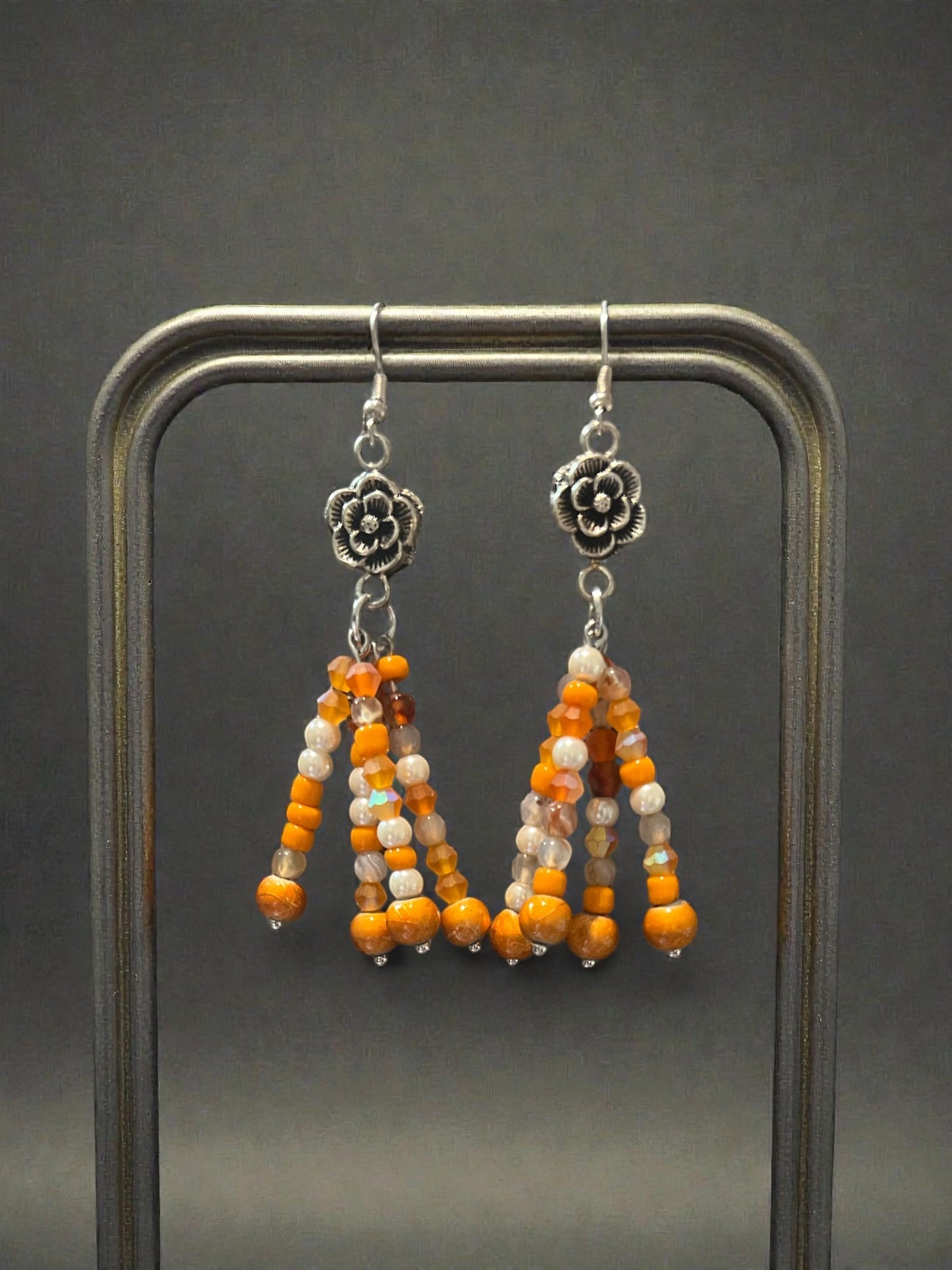 Orange Flower Earrings