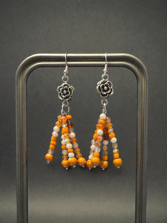 Orange Flower Earrings