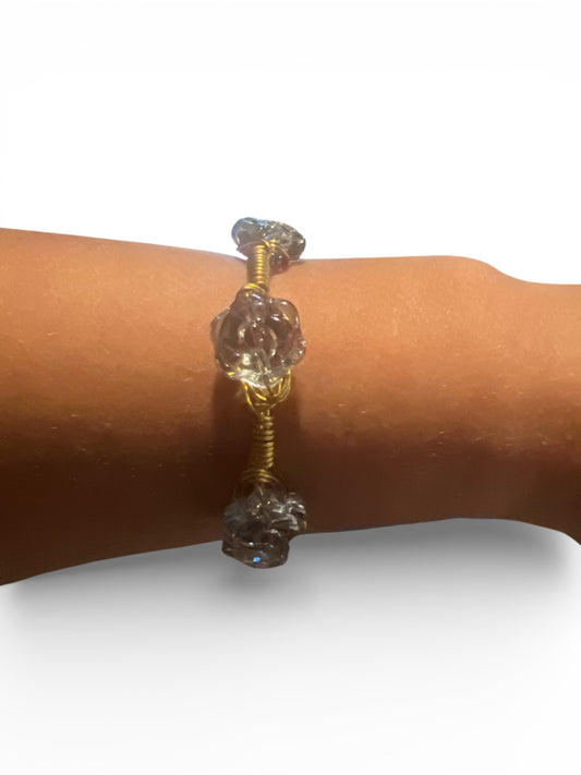 Smokey Blue Glass Rose Bangle