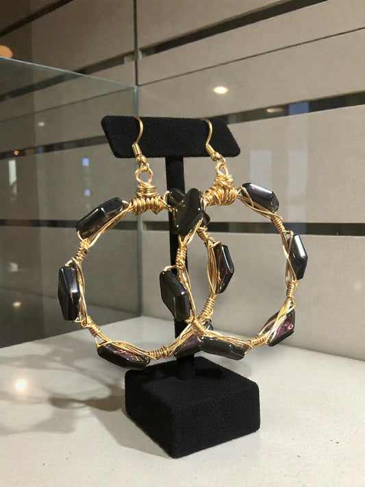 Purple Diamond Cut Hoops