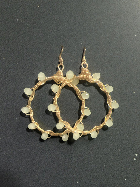 Light Green Crystal Hoops