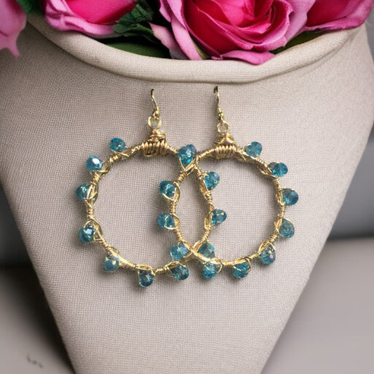 Ice Blue Crystal Hoop Earrings