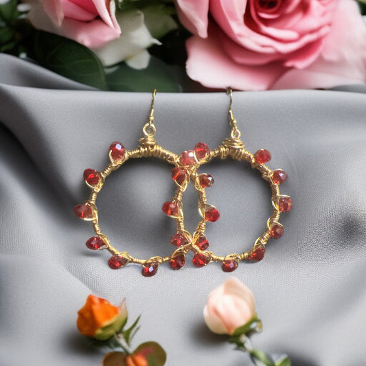 Red Crystal Hoops