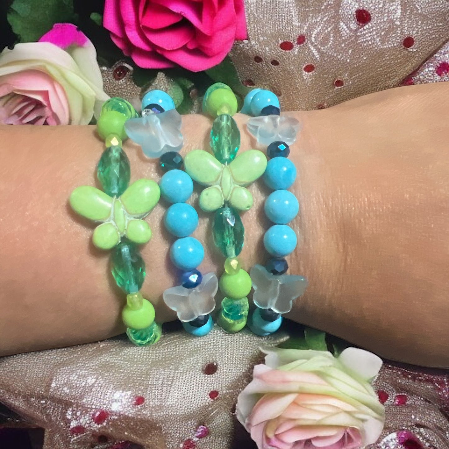 Green Butterfly Stretch Bracelet