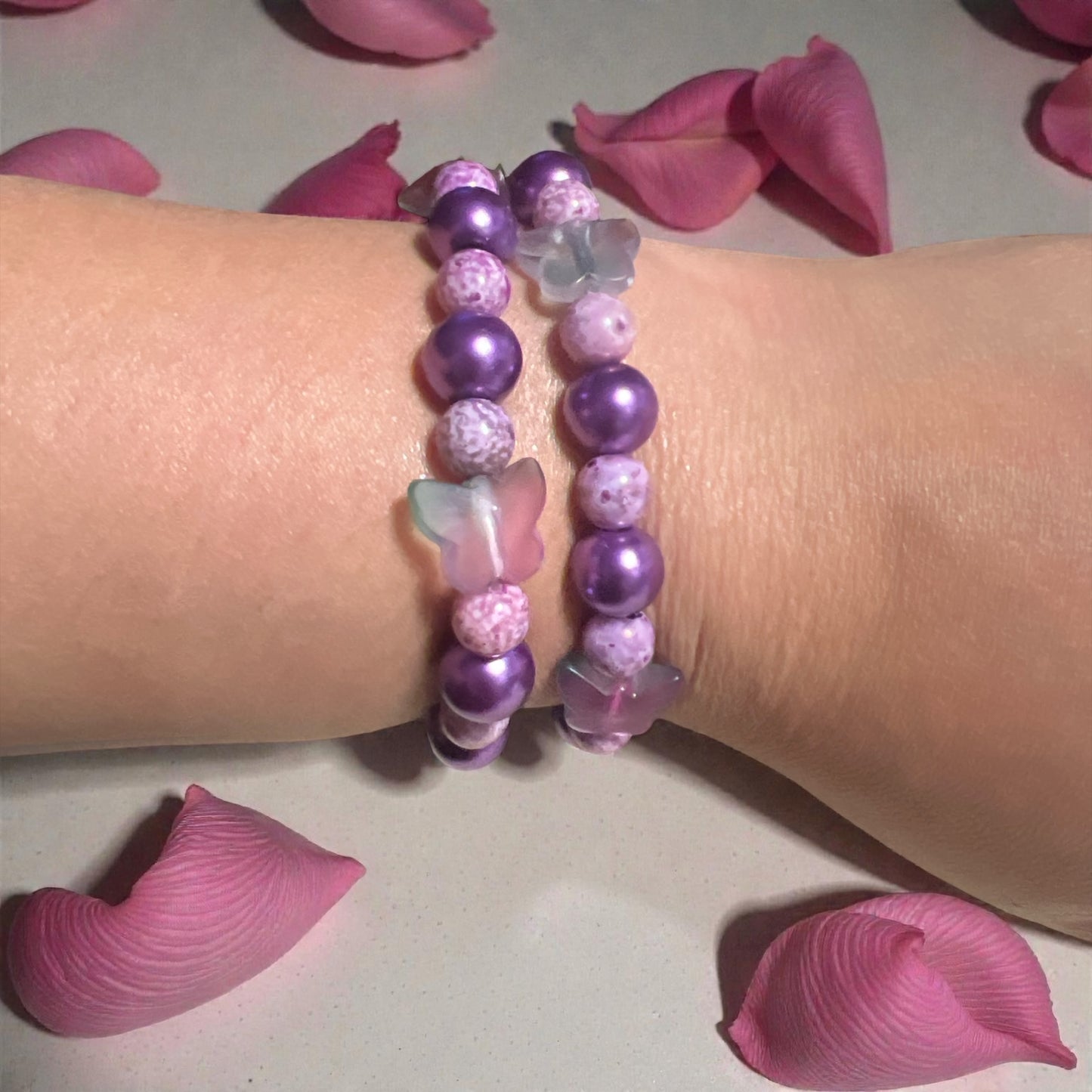 Purple Butterfly Stretch Bracelet