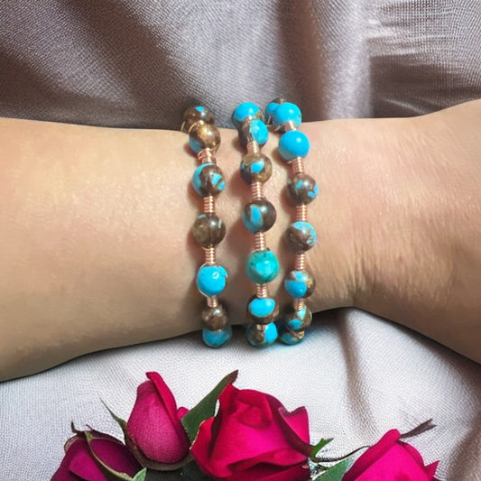 Blue and Brown Copper Bangle