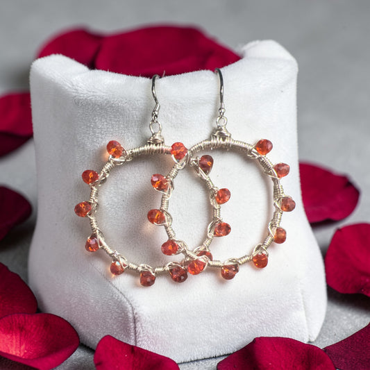 Watermelon Crystal Silver Hoops