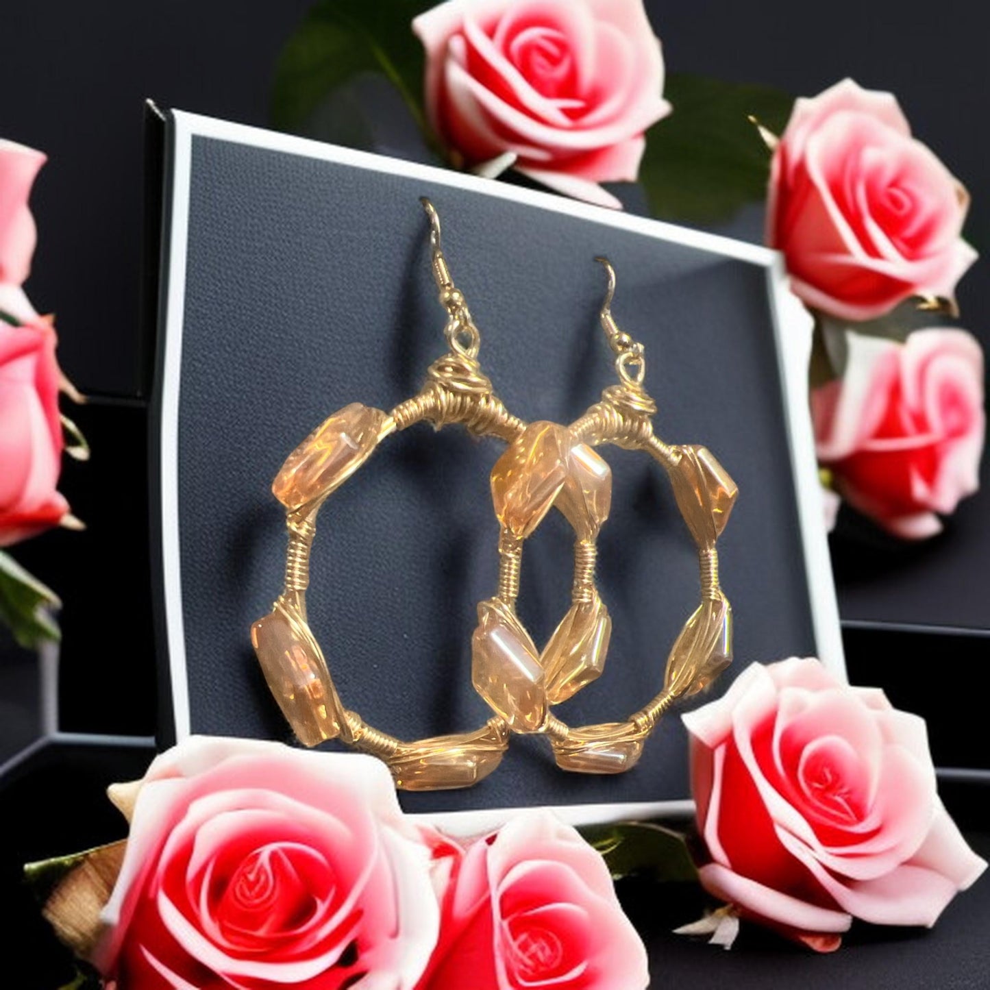 Topaz Diamond Cut Hoops