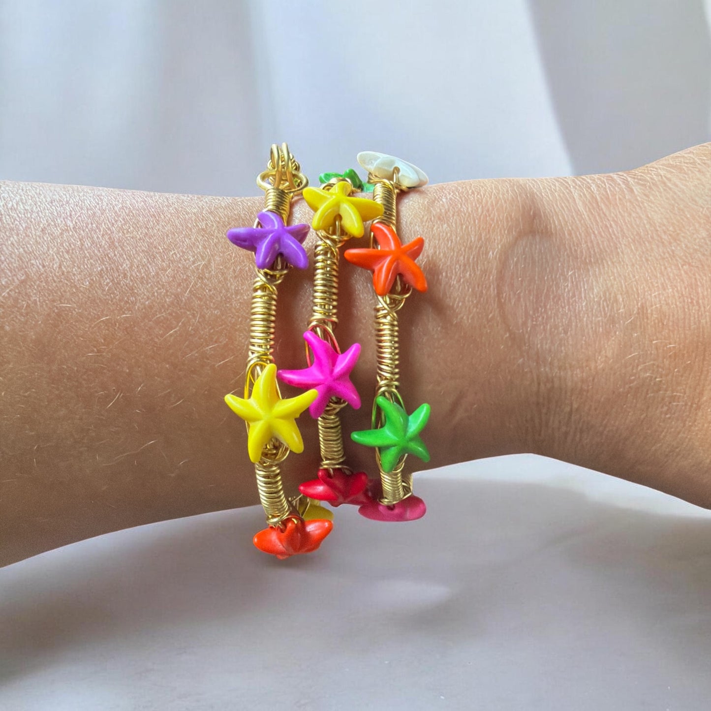 Colorful Starfish Bangles(Set of 3)