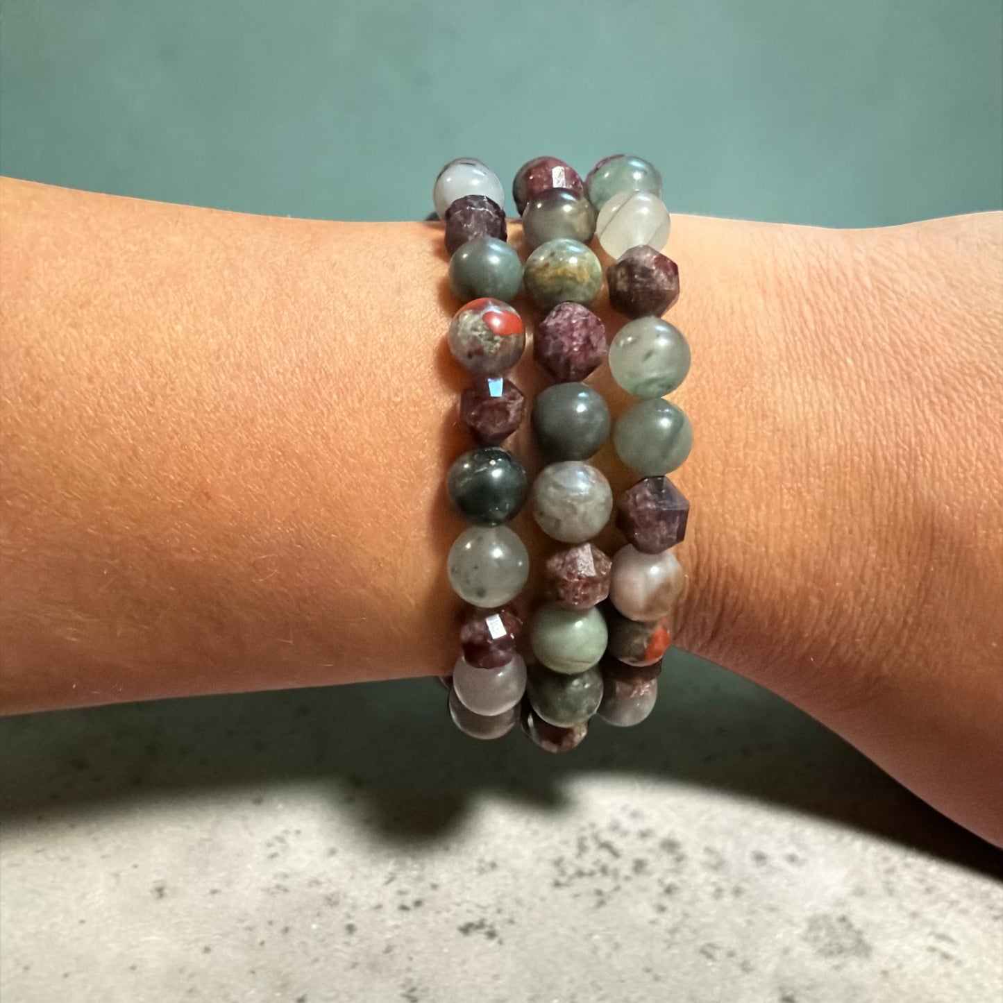 Garnet and African Blood Stone